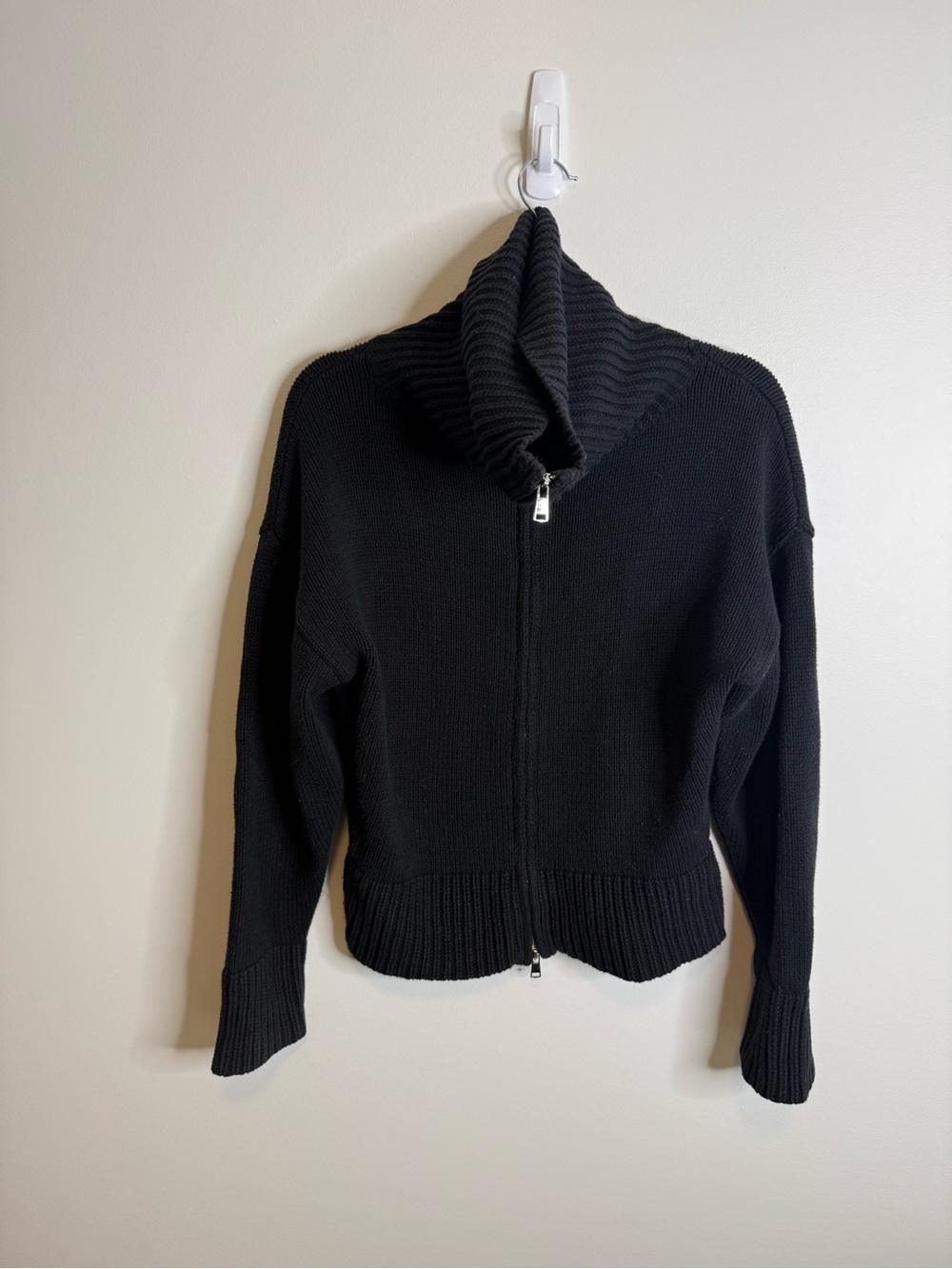 All : Row Black Zip-Up Funnel Neck Women's Cardigan Sweater Anthropologie medium